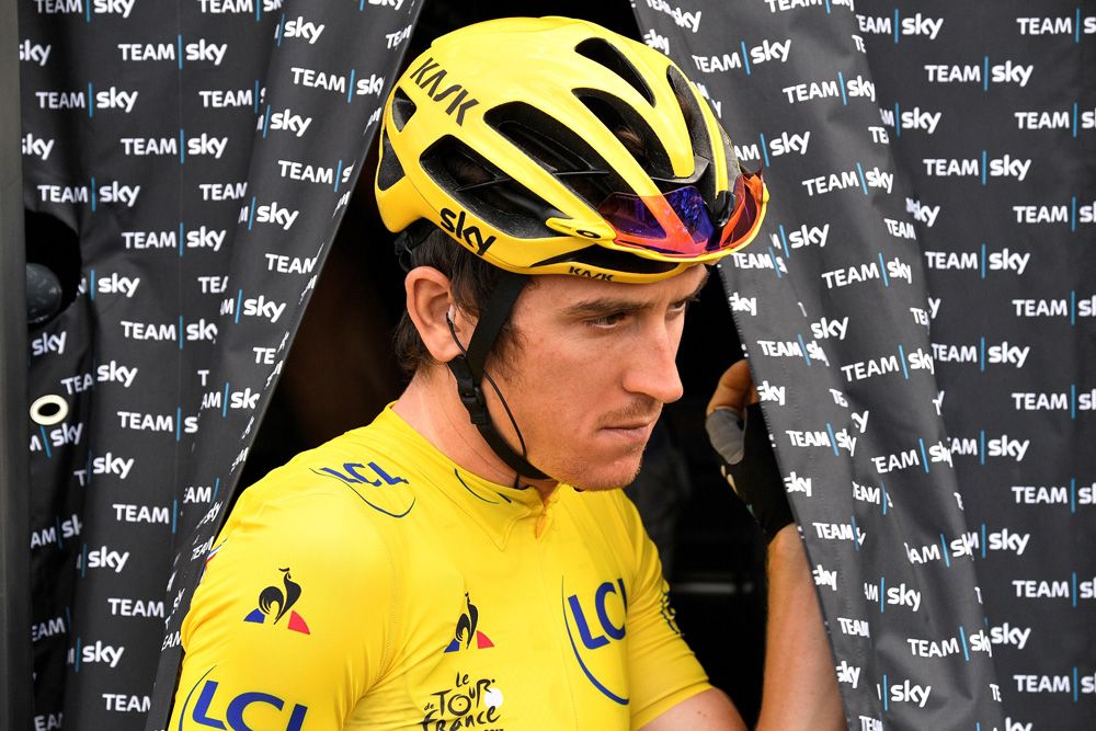 Geraint Thomas (Team Sky) enjoyed another day in yellow