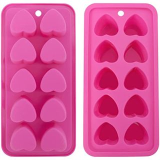 2-Pack Heart Shaped Silicone Pink Ice Cube Trays