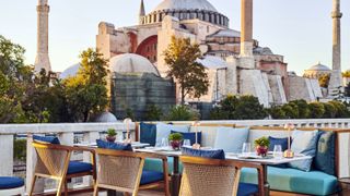 The rooftop bar and its view of Hagia Sofia