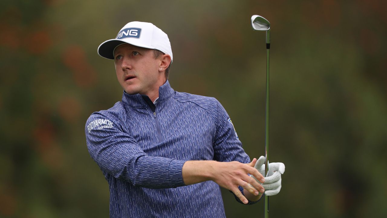  Mackenzie Hughes of Canada plays his shot from the fourth tee during the third round of The Genesis Invitational at Riviera Country Club