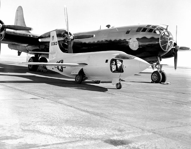 Space History Photo: X-1-2 on Ramp with Boeing B-29 | Space