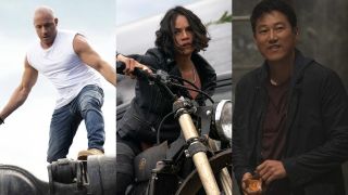 Vin Diesel, Michelle Rodriguez, and Sung Kang in F9: The Fast Saga