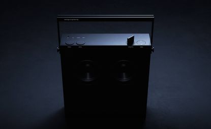 Black wireless speaker with handle
