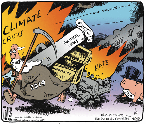 Editorial Cartoon World 2020 Follow 2019 Chaotic Footsteps