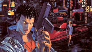 The covert art from Cyberpunk 2020, showing a man with glowing eyes wielding a sci-fi pistol.