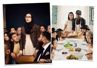 Modern, ethnically diverse versions of Norman Rockwell's Four Freedoms