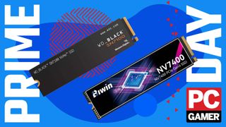 SanDisk and BiWin SSDs on a Prime Day background