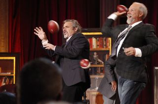 McCord and Feherty throw footballs into the crowd