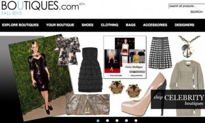 Boutiques.com plays up prominent fashionistas, like Carey Mulligan, for style and shopping inspiration. 