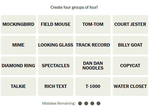 The New York Times Connections puzzle on July 2, 2026
