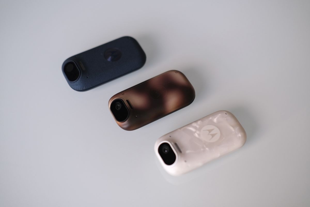 Motorola AI companion device in various colors