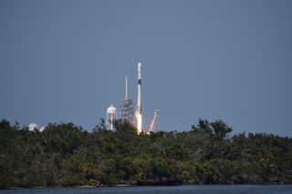 The first Block 5 Falcon lifts off, carrying the Bangabhandu-1 satellite into space on May 11, 2018.