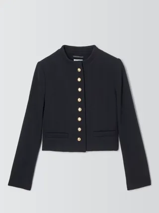 John Lewis Crop Military Wool Blend Jacket, Black