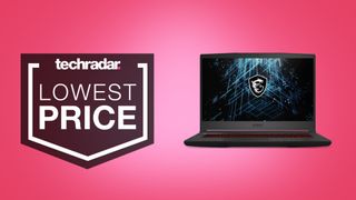 Deals image: RTX 3060 MSI GF65 on pink background