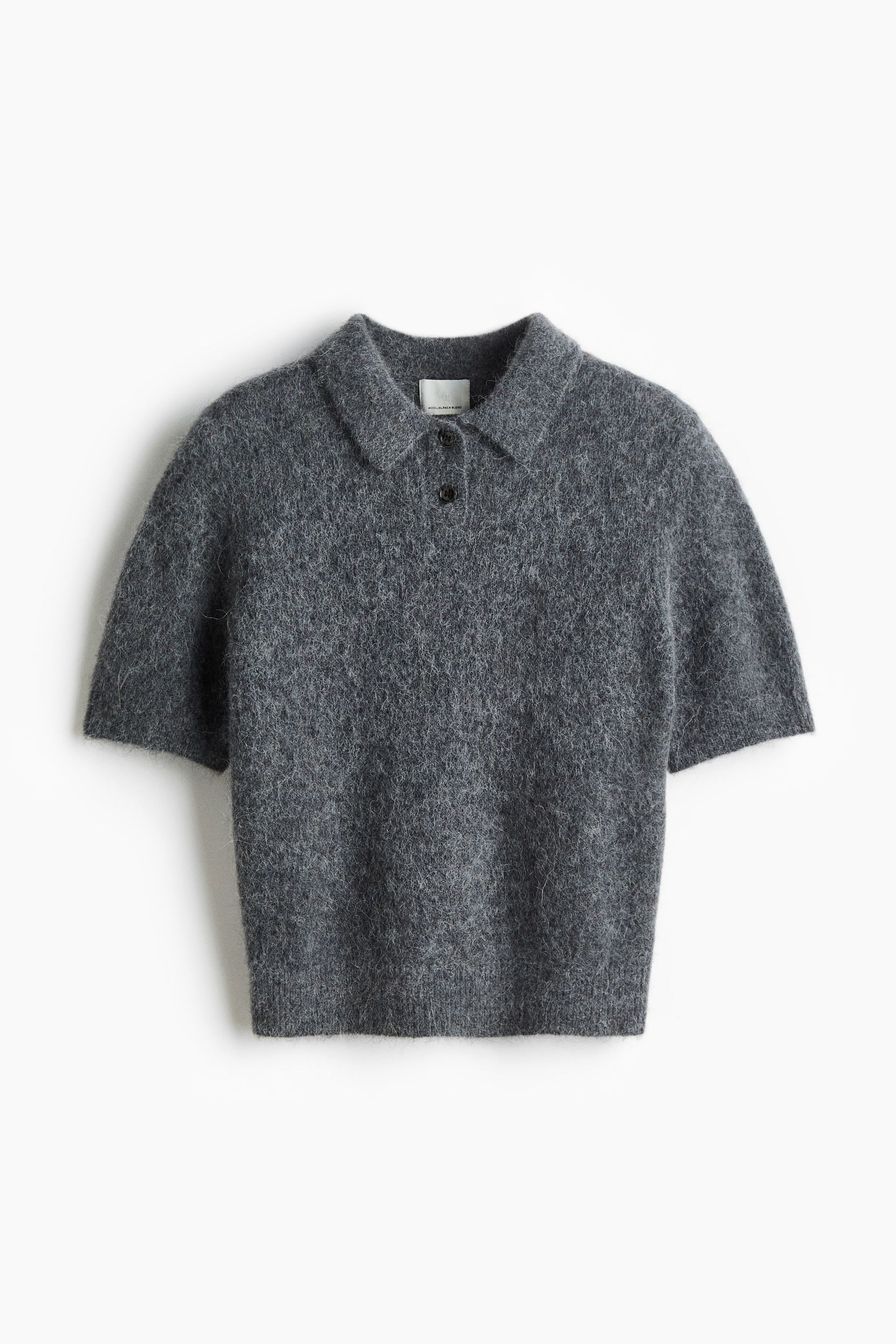Alpaca-Blend Polo Shirt - Dark Gray Melange