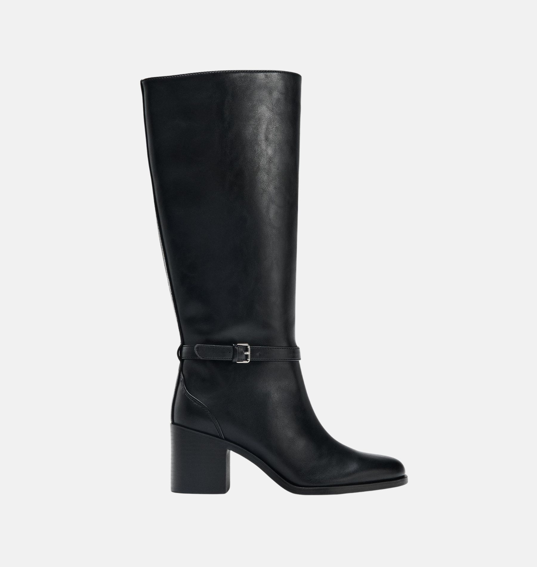 Image of black leather knee-high boots