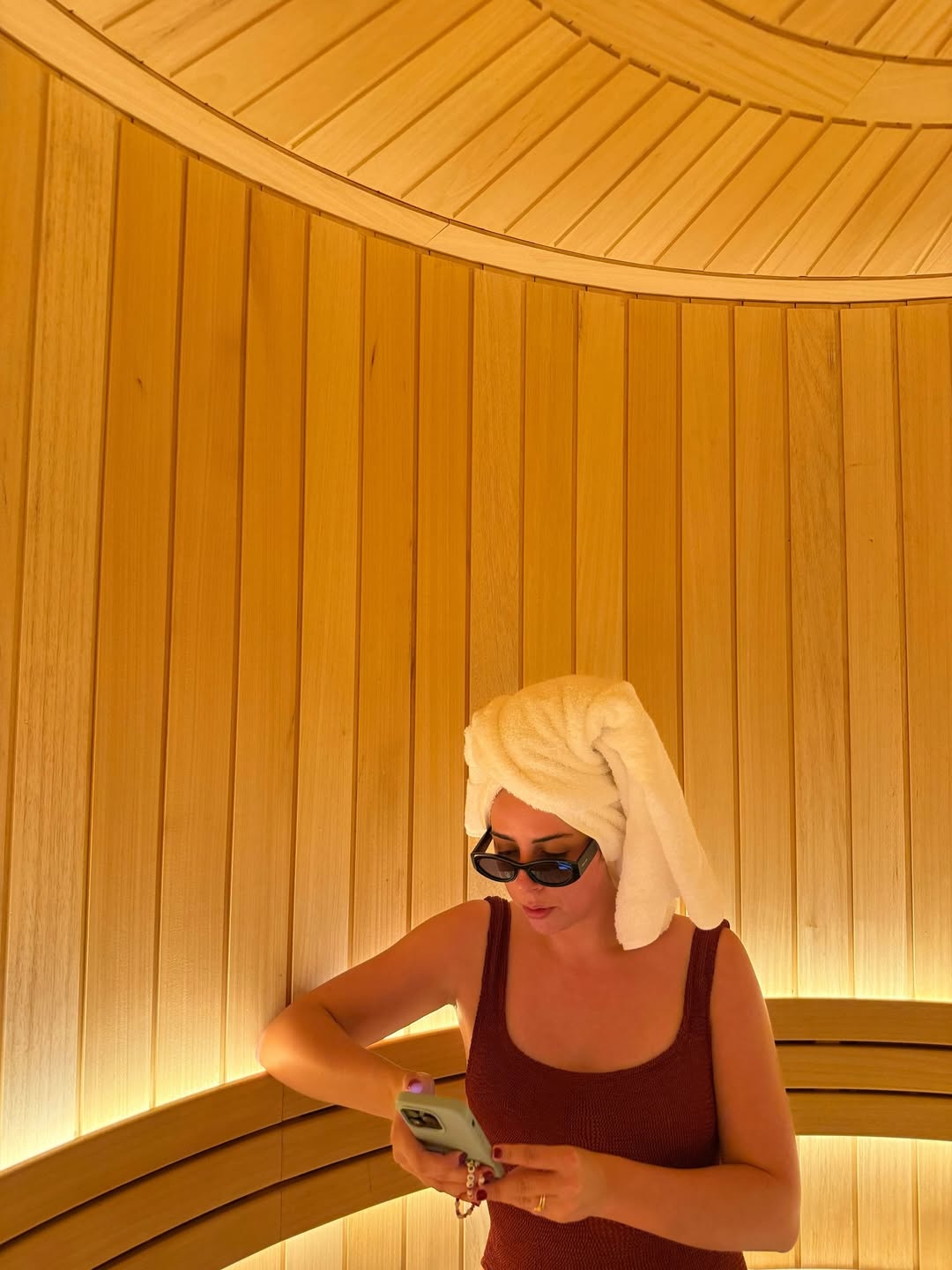 shannon lawlor in a sauna