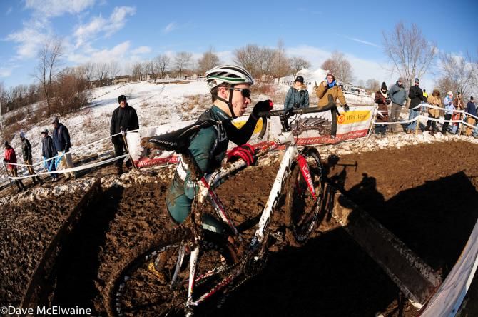 Mud built up on the bikes even on the first lap