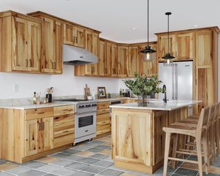Kitchen with wooden cabinets
