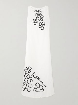 Vestido longo de linho com estampa floral Nahna