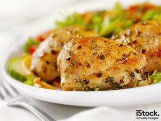 Grilled Chicken Thighs with a Side Salad by Lauri Patterson