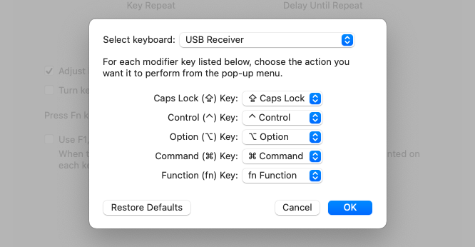 mac os x windows keyboard mapping