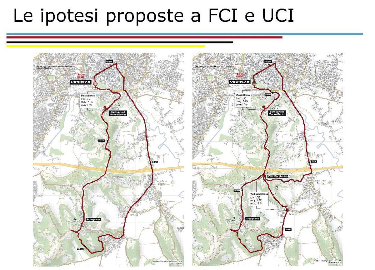 The proposed circuits for the 2020 Worlds in Vicenza.