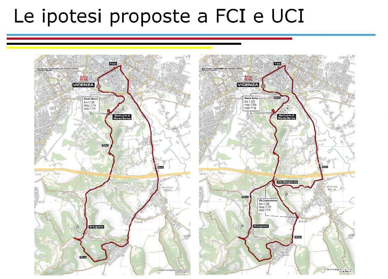 The proposed circuits for the 2020 Worlds in Vicenza.