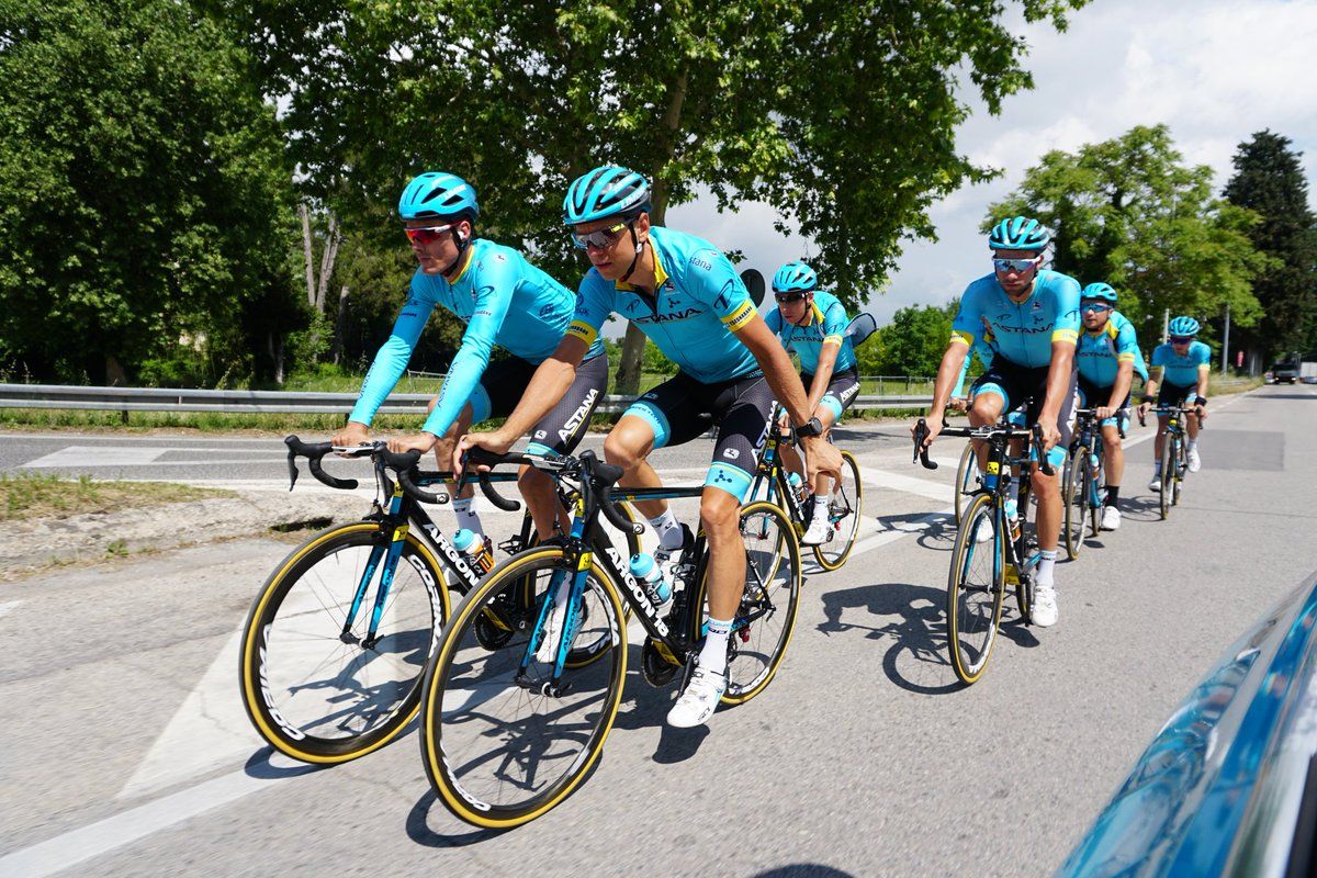 The Astana team out for a spin