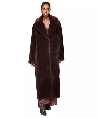 Avec Les Filles Notched-Collar Faux-Fur Maxi Coat