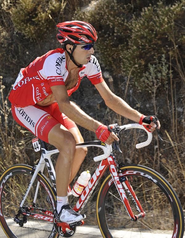 David Moncouti&eacute; (Cofidis) attacks on the last climb.