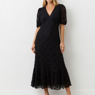 black lace midi dress