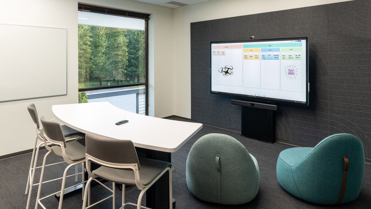 A conference room ready for hybrid with a Legrand and Microsoft Teams collaboration. 