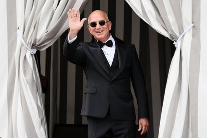 Jeff Bezos leaves the Aman Hotel during his wedding