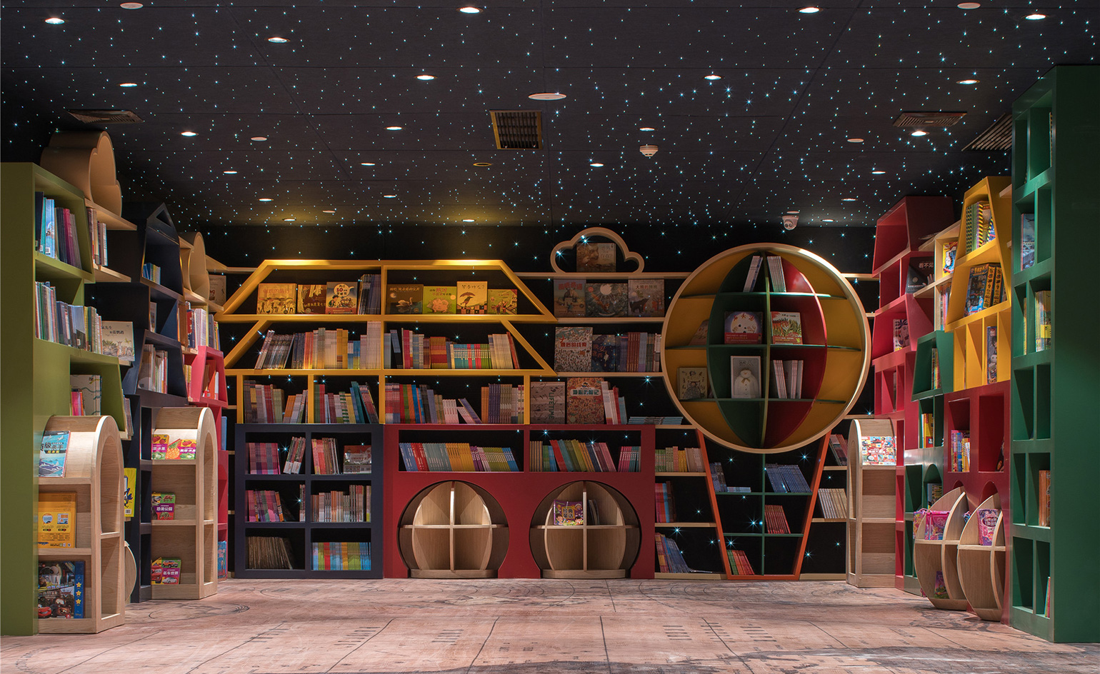 Children’s area is covered by a night sky of twinkling LED stars.