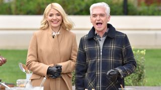 Phillip Schofield and Holly Willoughby film a segment for This Morning