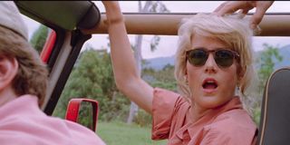Laura Dern looking shocked in Jurassic Park