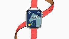The Apple Watch Hermes Edition, with a horse watch face and a red leather band
