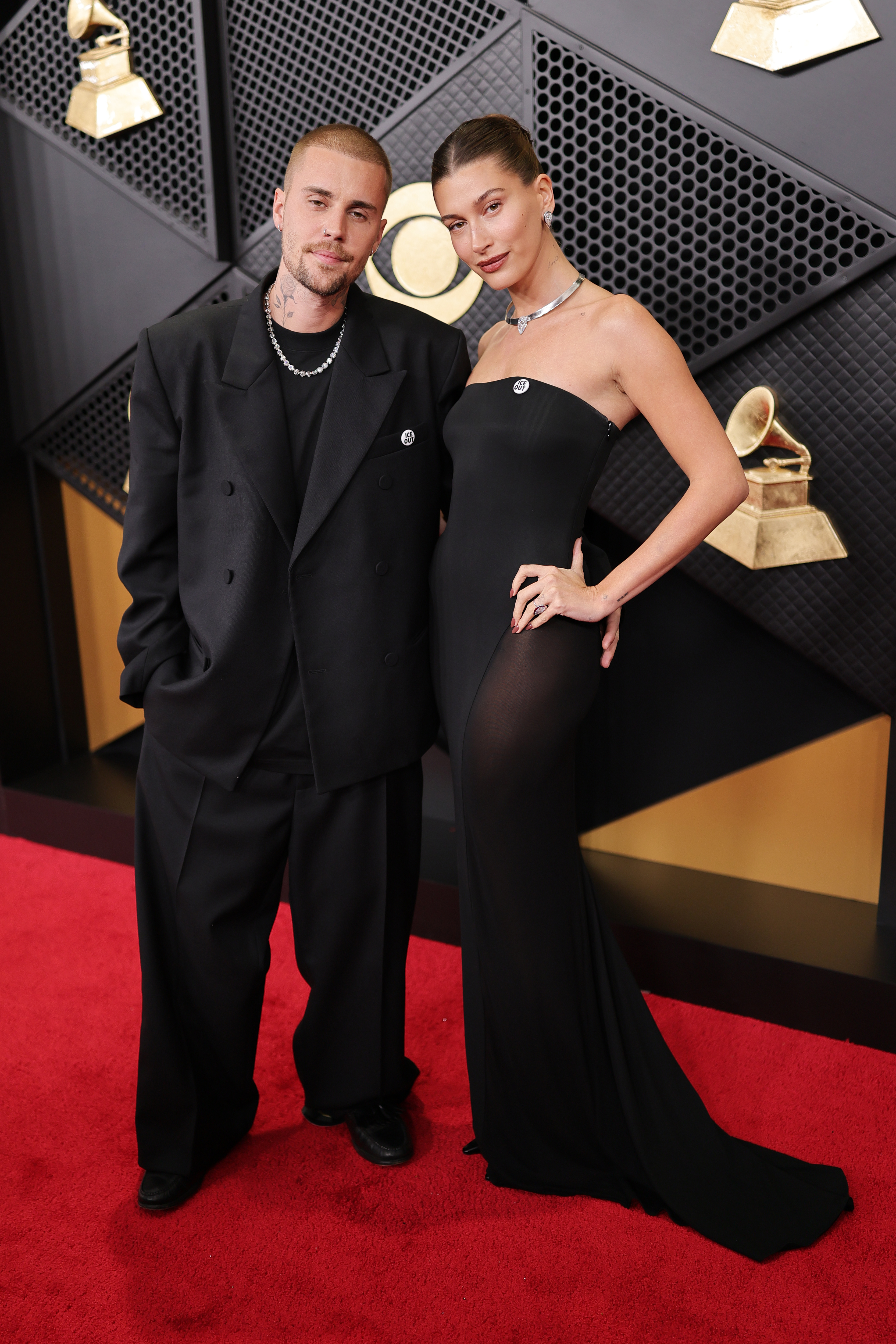 Justin and Hailey Bieber at the 2026 Grammys