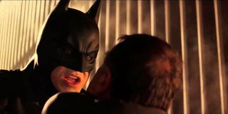 Christian Bale and Tom Wilkinson in Batman Begins