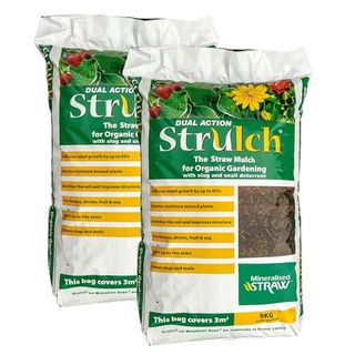 Yougarden 2 X 9kg Bags Strulch Mineralised Straw Mulch, Garden Mulch Organic Slug Repellent for Gardens, Mulch for Gardens, 100 Litres, Strulch Organic Garden Mulch