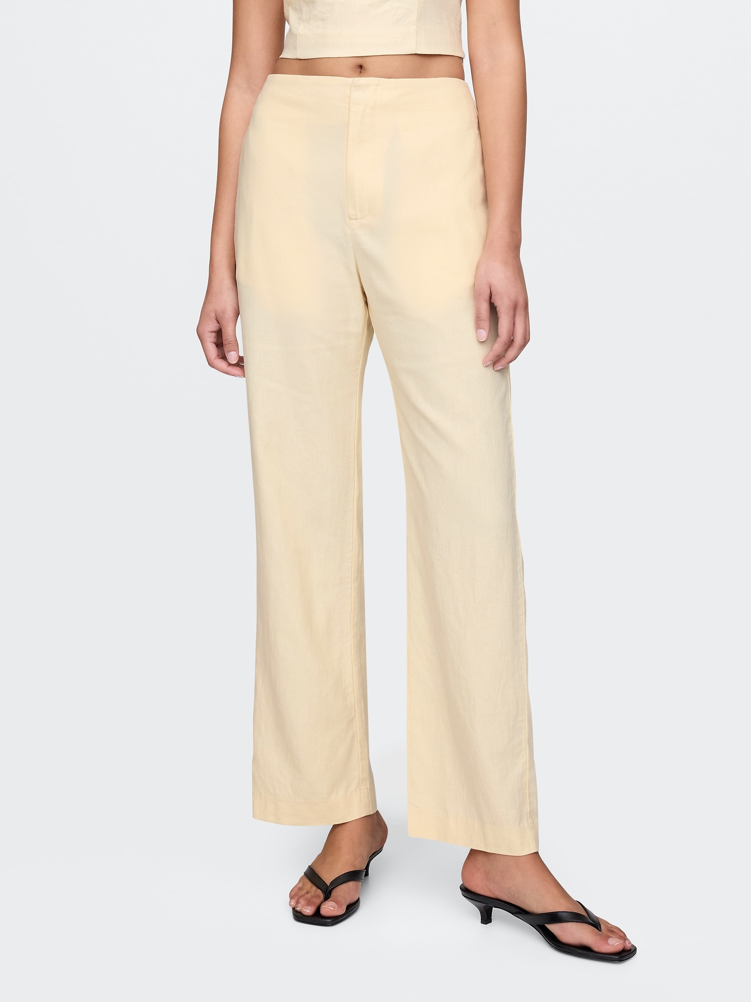 Gap, Linen-Blend Relaxed Straight Ankle Pants