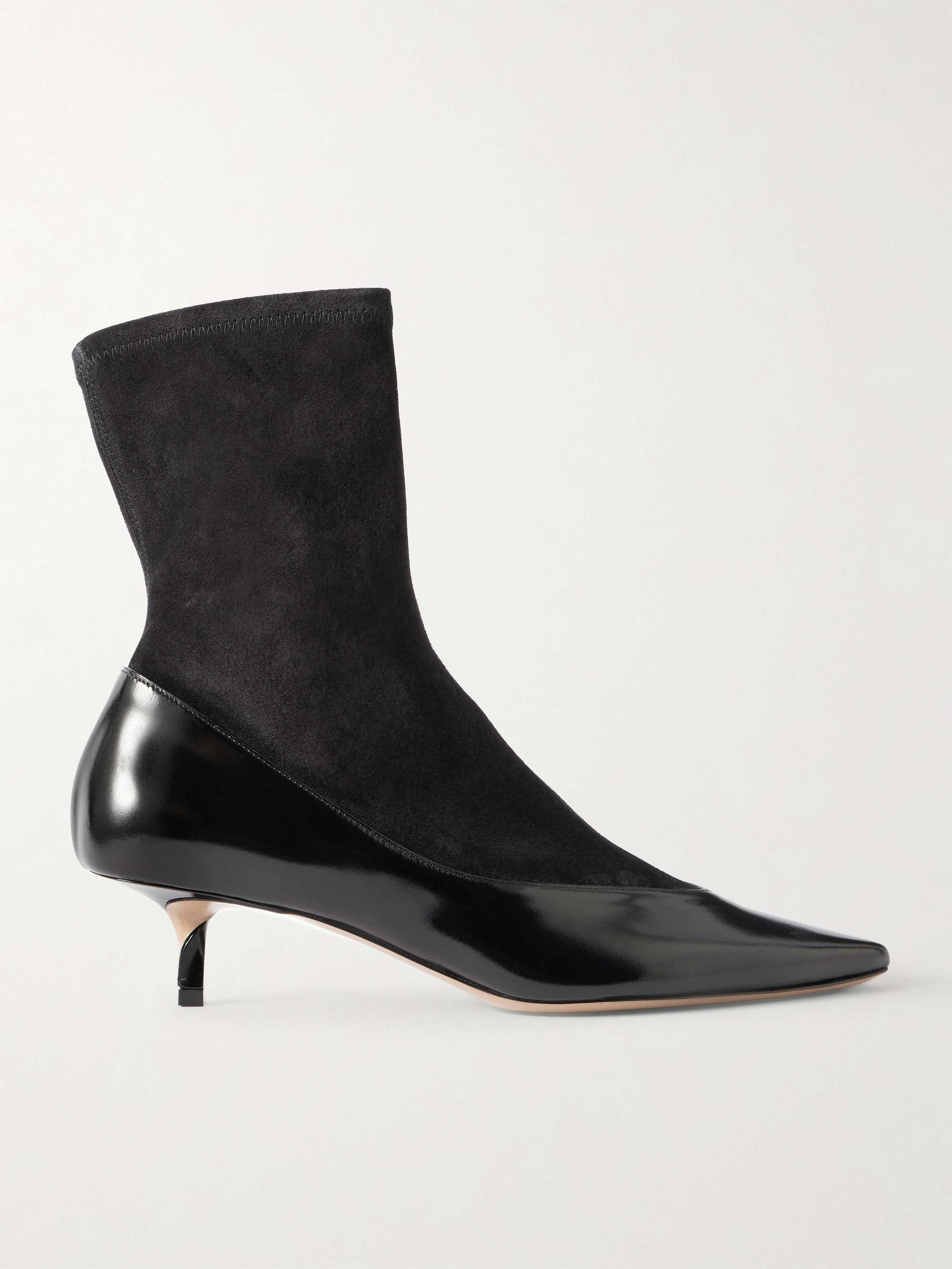 The Tourni Suede and Glossed-Leather Ankle Boots