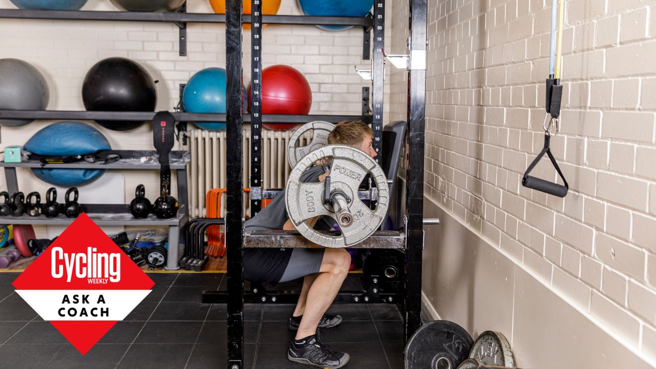 Male cyclist doing strength training in the gym