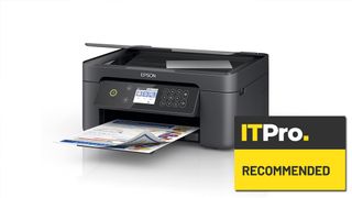 Best cheap printers: A photograph of the Epson Expression Home XP-4100, overlaid with the IT Pro Recommended Award logo
