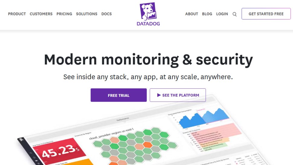 Website screenshot of Datadog (July, 2025)