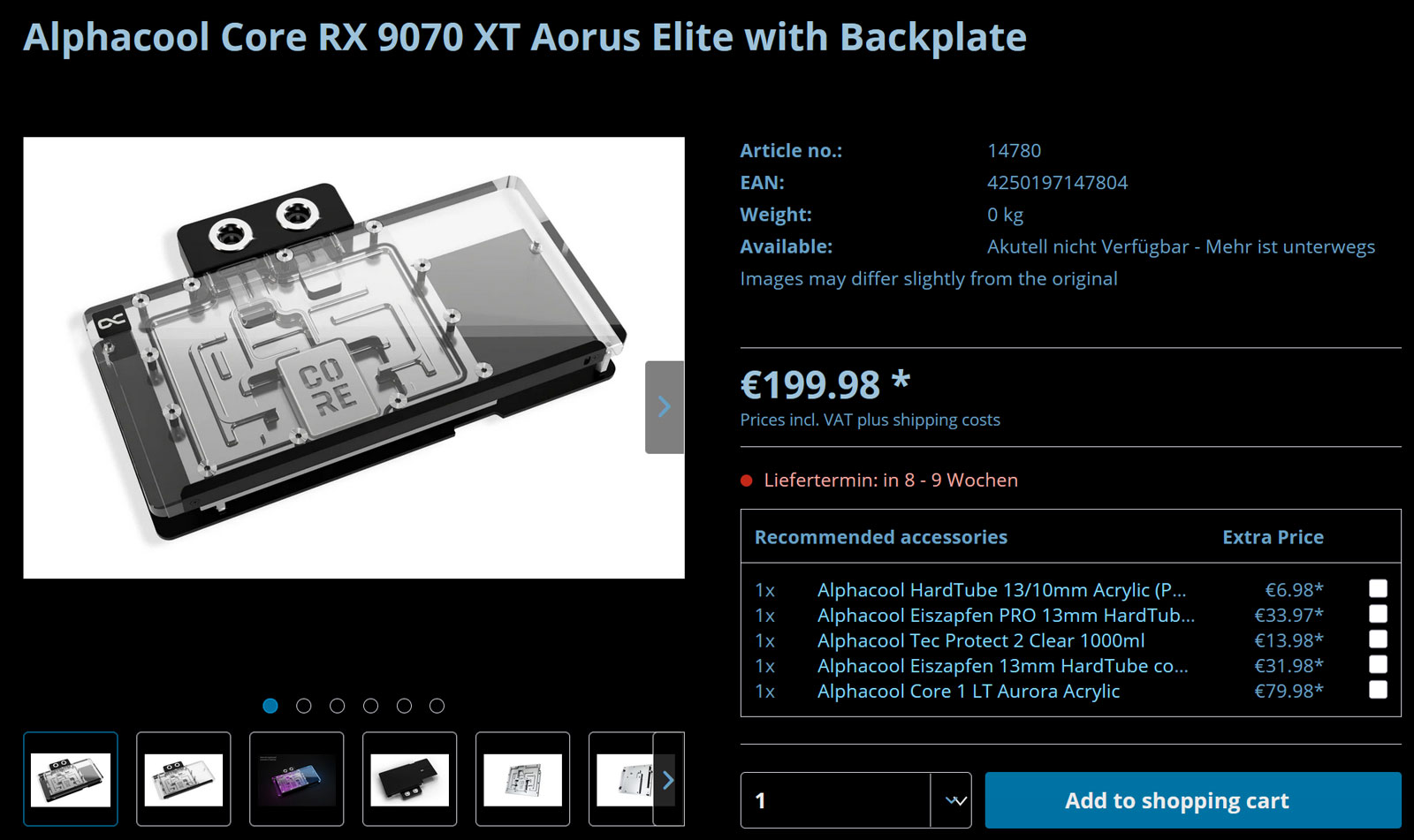 Alphacool Core GPU Cooler blocks for AMD RX 9070 and 9070 XT GPUs