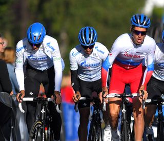 Russian riders on the course of the 2021 World Championships in Belgium