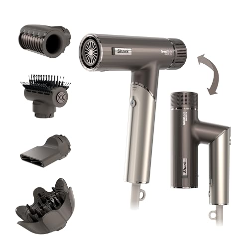 Shark Speedstyle Pro Flex Professional Performance High-Velocity Hair Dryer System With Scalp Shield &amp;amp; Iq Speed Styling and Drying Suite, Lightweight, Ionic, No Heat Damage, Mocha Silver, Hd542