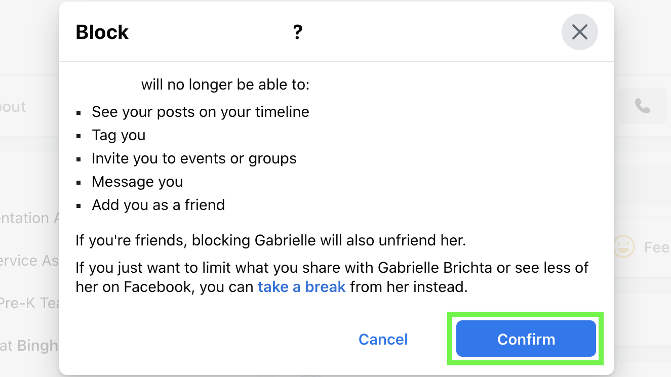 how to block someone facebook